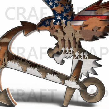 Intra απο ξύλο plywood 3mm-4mm πάχος – Patriotic Eagle Anchor Δίασταση  20x20 cm INTRAFABR-122254066 - Image 1