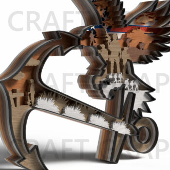 Intra απο ξύλο plywood 3mm-4mm πάχος – Patriotic Eagle Anchor Δίασταση  20x20 cm INTRAFABR-122254066 - Image 6