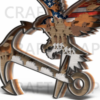 Intra απο ξύλο plywood 3mm-4mm πάχος – Patriotic Eagle Anchor Δίασταση  20x20 cm INTRAFABR-122254066 - Image 7