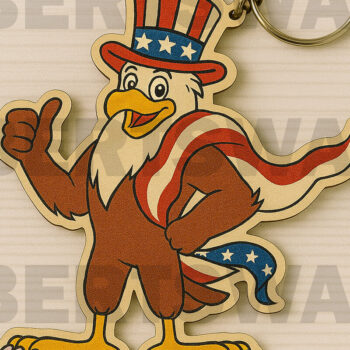 Intra απο ξύλο plywood 3mm-4mm πάχος – Μπρελόκ Patriotic Eagle Δίασταση  5x5 cm INTRAFABR-122669940 - Image 1