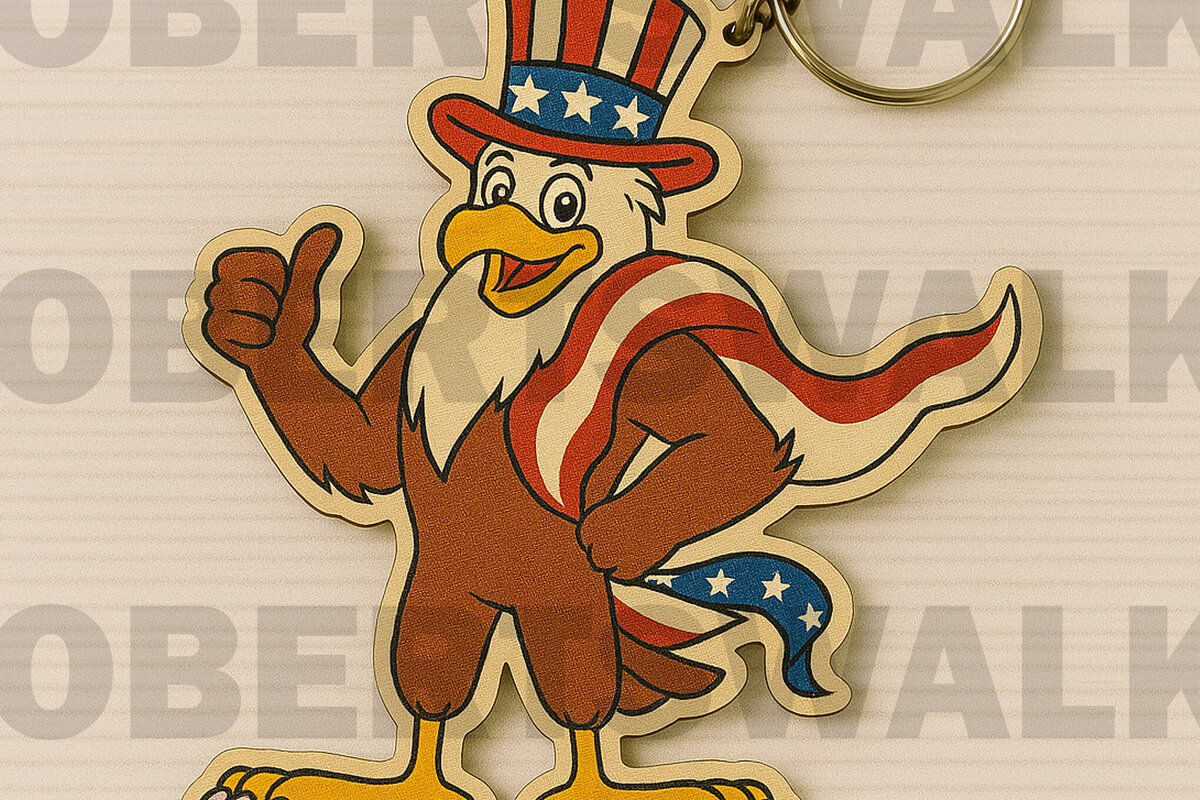 Intra απο ξύλο plywood 3mm-4mm πάχος – Μπρελόκ Patriotic Eagle Δίασταση  5x5 cm INTRAFABR-122669940