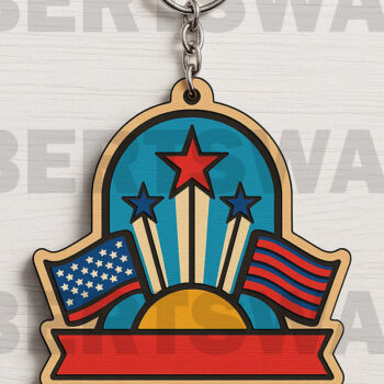 Intra απο ξύλο plywood 3mm-4mm πάχος – Δέσμη μπρελόκ με κοπή λέιζερ Patriotic Eagle Δίασταση  5x5 cm INTRAFABR-122397996 - Image 4