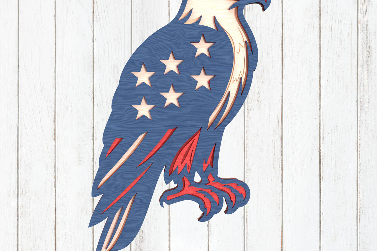 Intra απο ξύλο plywood 3mm-4mm πάχος – Patriotic Eagle Layered Δίασταση  20x20 cm INTRAFABR-122116230