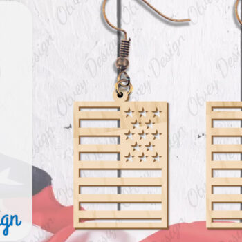 Intra απο ξύλο plywood 3mm-4mm πάχος – Patriotic Earring Lasercut Δίασταση 5x5 cm INTRAFABR-100486228 - Image 2