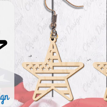 Intra απο ξύλο plywood 3mm-4mm πάχος – Patriotic Earring Lasercut Δίασταση 5x5 cm INTRAFABR-100486228 - Image 3