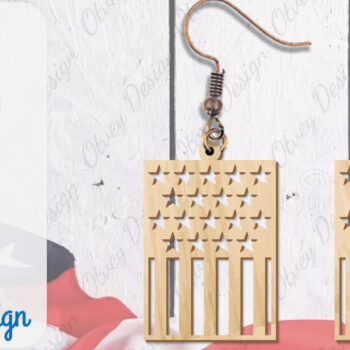 Intra απο ξύλο plywood 3mm-4mm πάχος – Patriotic Earring Lasercut Δίασταση 5x5 cm INTRAFABR-100486228 - Image 4