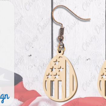 Intra απο ξύλο plywood 3mm-4mm πάχος – Patriotic Earring Lasercut Δίασταση 5x5 cm INTRAFABR-100486228 - Image 6