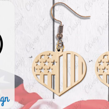 Intra απο ξύλο plywood 3mm-4mm πάχος – Patriotic Earring Lasercut Δίασταση 5x5 cm INTRAFABR-100486228 - Image 7