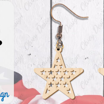 Intra απο ξύλο plywood 3mm-4mm πάχος – Patriotic Earring Lasercut Δίασταση 5x5 cm INTRAFABR-100486228 - Image 14