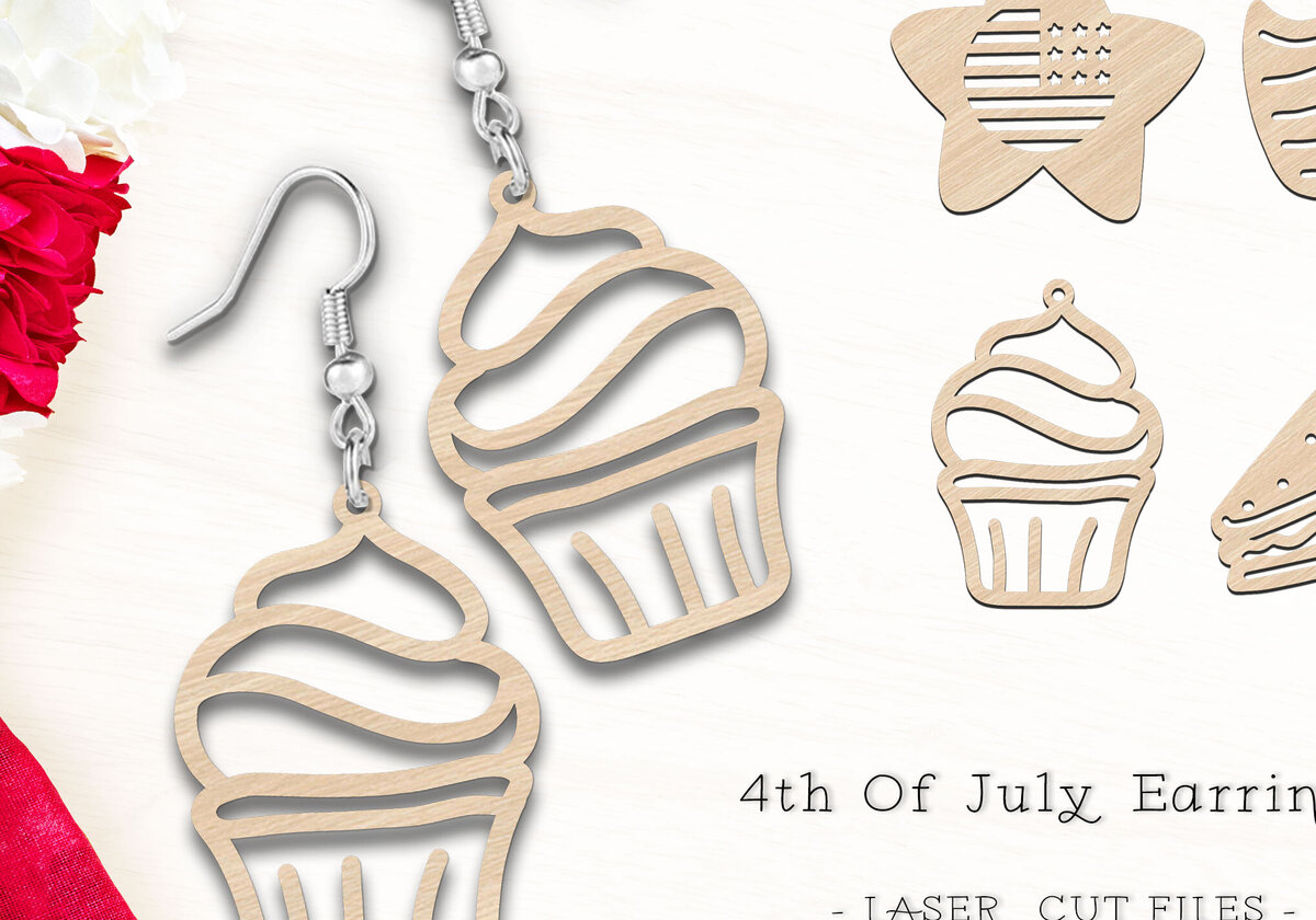 Intra απο ξύλο plywood 3mm-4mm πάχος – Patriotic Earrings Bundle Δίασταση  5x5 cm INTRAFABR-118893633