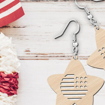 Intra απο ξύλο plywood 3mm-4mm πάχος – Patriotic Earrings Bundle Δίασταση 5x5 cm INTRAFABR-118893633 - Image 2