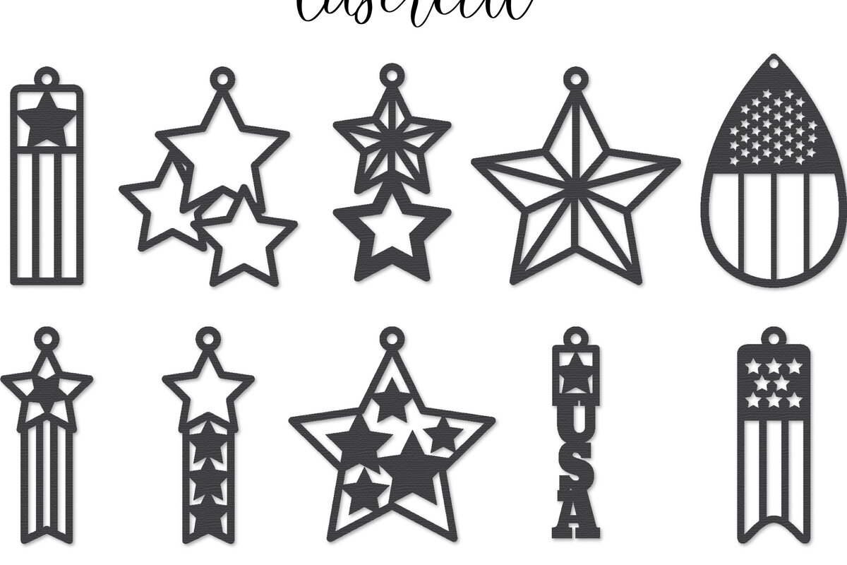Intra απο ξύλο plywood 3mm-4mm πάχος – Patriotic Earrings Lasercut Δίασταση  5x5 cm INTRAFABR-123652800