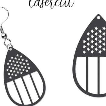 Intra απο ξύλο plywood 3mm-4mm πάχος – Patriotic Earrings Lasercut Δίασταση  5x5 cm INTRAFABR-123652800 - Image 2