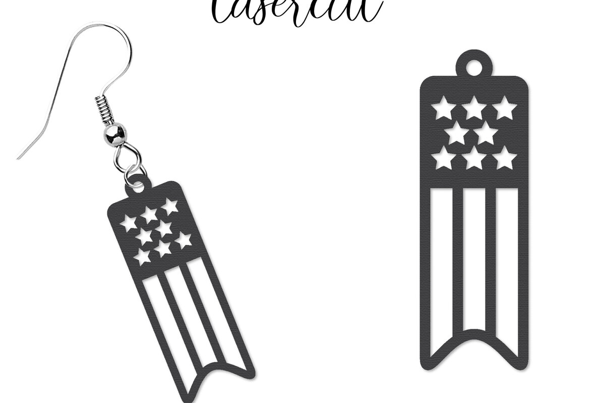 Intra απο ξύλο plywood 3mm-4mm πάχος – Patriotic Earrings Lasercut Δίασταση  5x5 cm INTRAFABR-123652771