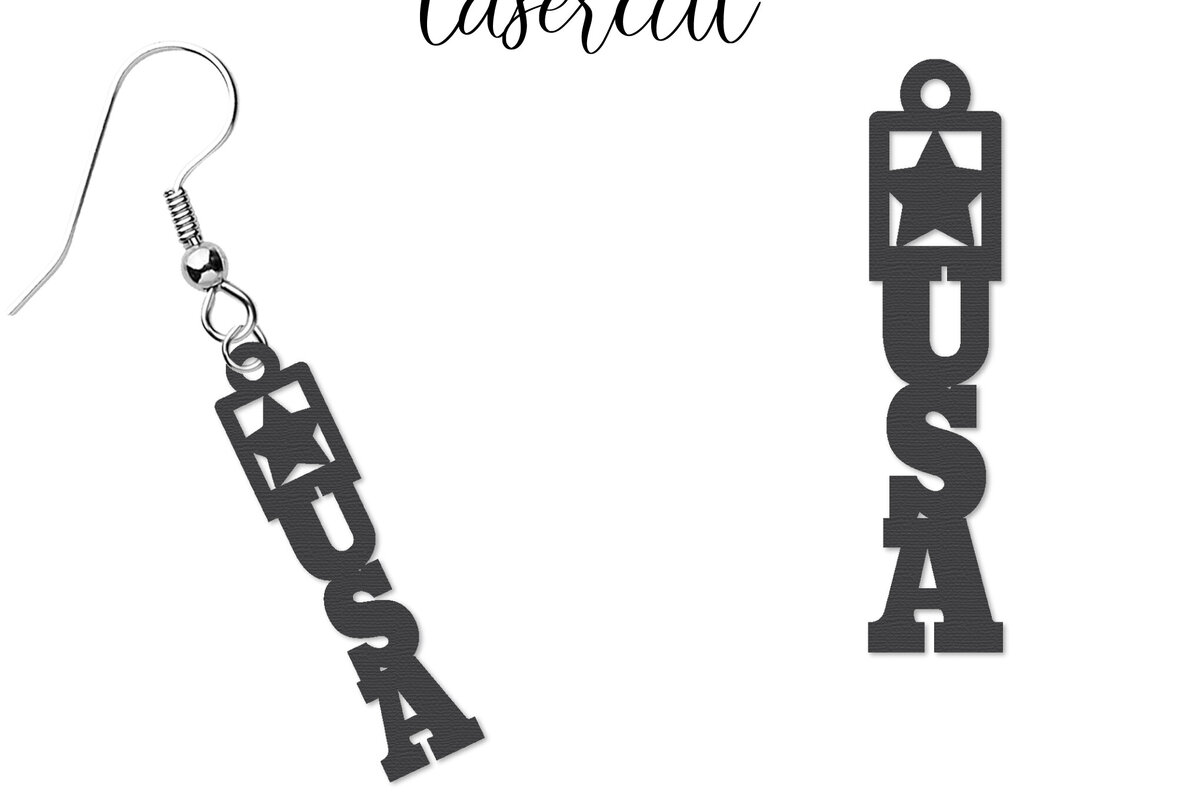 Intra απο ξύλο plywood 3mm-4mm πάχος – Patriotic Earrings Lasercut Δίασταση  5x5 cm INTRAFABR-123652776