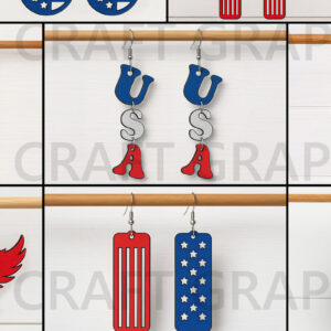 Intra απο ξύλο plywood 3mm-4mm πάχος – Patriotic Earrings Bundle USA Δίασταση 5x5 cm INTRAFABR-122656716