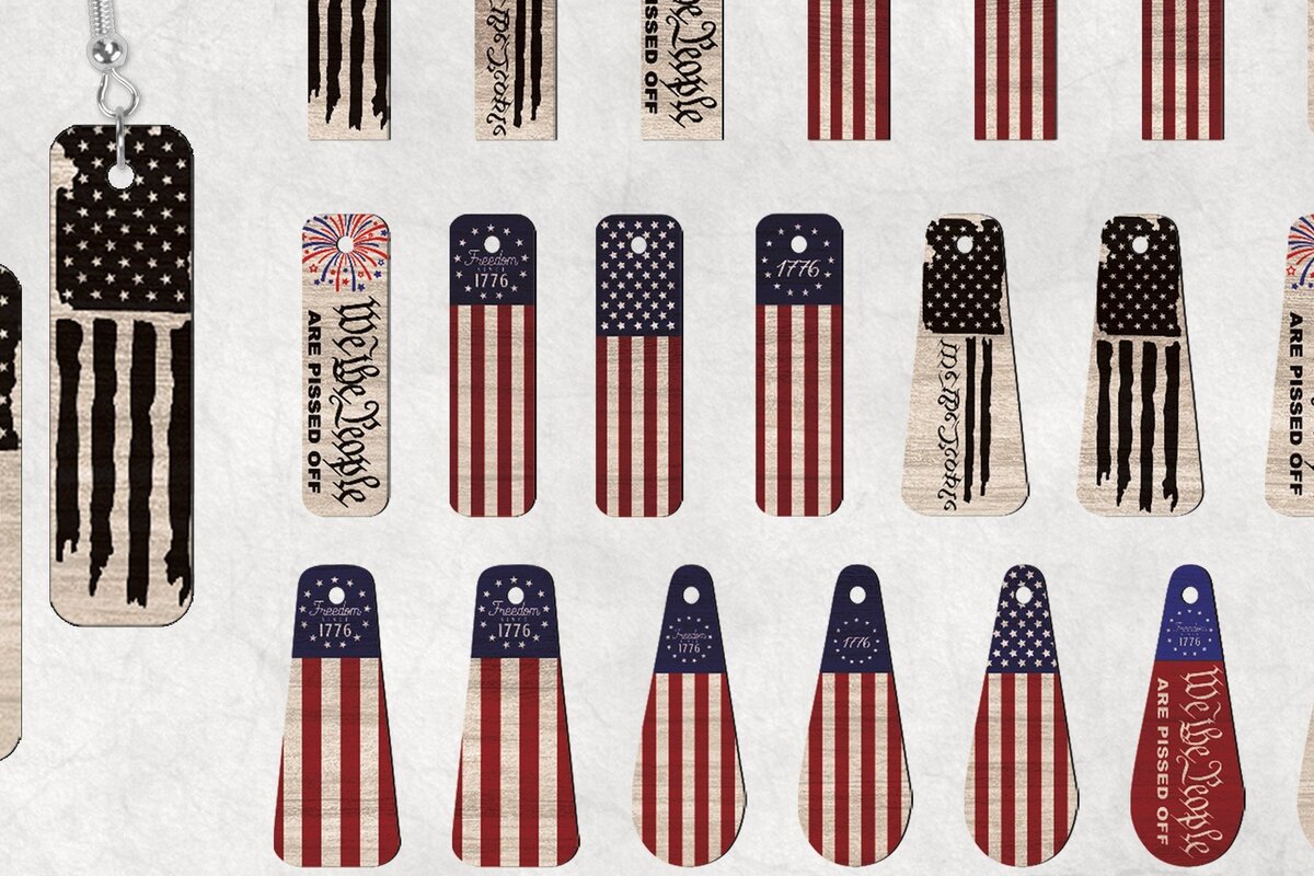 Intra απο ξύλο plywood 3mm-4mm πάχος – Πακέτο Patriotic Earrings Δίασταση  5x5 cm INTRAFABR-31534643