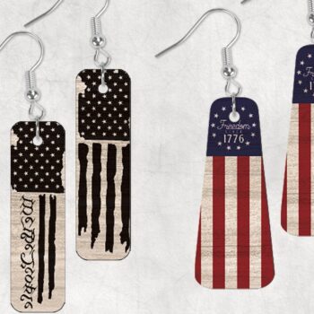 Intra απο ξύλο plywood 3mm-4mm πάχος – Πακέτο Patriotic Earrings Δίασταση  5x5 cm INTRAFABR-31534643 - Image 2