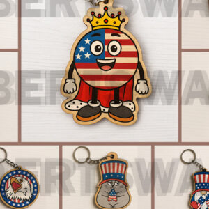 Intra απο ξύλο plywood 3mm-4mm πάχος – Πατριωτικό Emoji μπρελόκ με λέιζερ Δίασταση 5x5 cm INTRAFABR-122600438