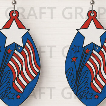 Intra απο ξύλο plywood 3mm-4mm πάχος – Σκουλαρίκια Patriotic Flag Δίασταση 5x5 cm INTRAFABR-122737579 - Image 1