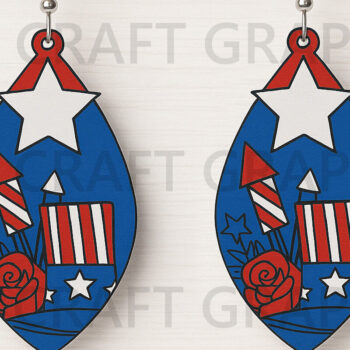 Intra απο ξύλο plywood 3mm-4mm πάχος – Σκουλαρίκια Patriotic Flag Δίασταση  5x5 cm INTRAFABR-122737566 - Image 1