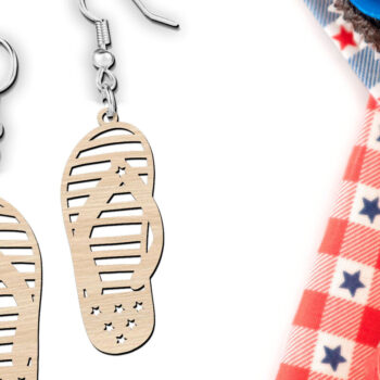 Intra απο ξύλο plywood 3mm-4mm πάχος – Patriotic Flip Flops Σκουλαρίκια Laser Δίασταση  5x5 cm INTRAFABR-119894367 - Image 3