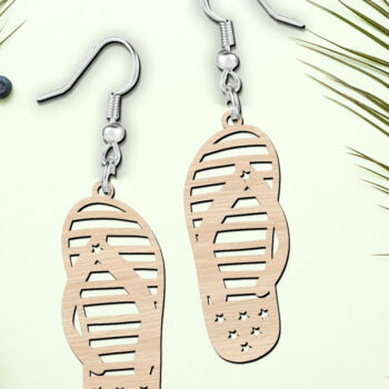 Intra απο ξύλο plywood 3mm-4mm πάχος – Patriotic Flip Flops Σκουλαρίκια Laser Δίασταση  5x5 cm INTRAFABR-119894367 - Image 4