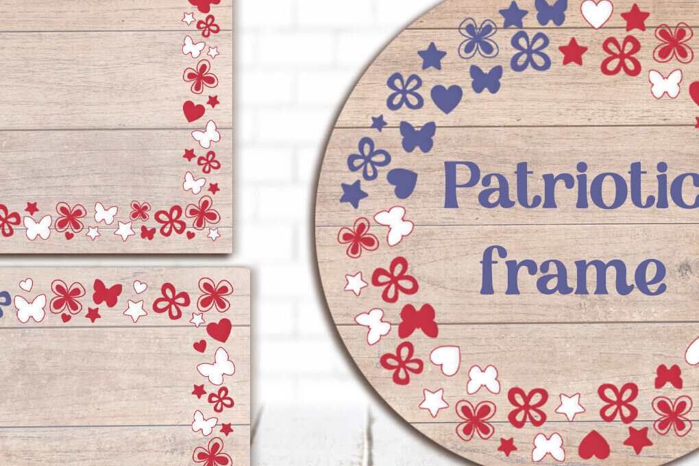 Intra απο ξύλο plywood 3mm-4mm πάχος – Patriotic Frame, 4 Ιουλίου Δίασταση  45x45 cm INTRAFABR-122203873