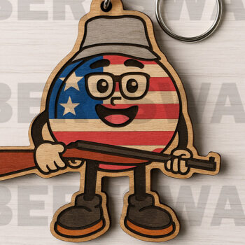 Intra απο ξύλο plywood 3mm-4mm πάχος – Μπρελόκ Patriotic Girl Gnome Δίασταση  5x5 cm INTRAFABR-122601320 - Image 3