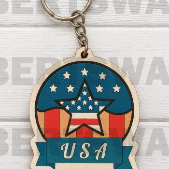 Intra απο ξύλο plywood 3mm-4mm πάχος – Μπρελόκ Patriotic Girl Gnome Δίασταση  5x5 cm INTRAFABR-122601320 - Image 8