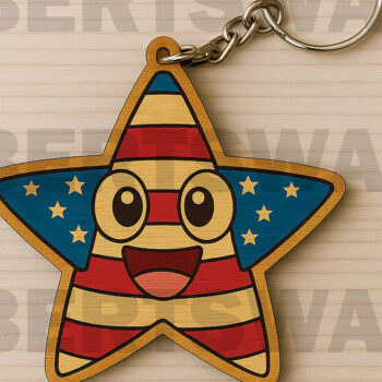 Intra απο ξύλο plywood 3mm-4mm πάχος – Μπρελόκ Patriotic Girl Gnome Δίασταση  5x5 cm INTRAFABR-122601320 - Image 11