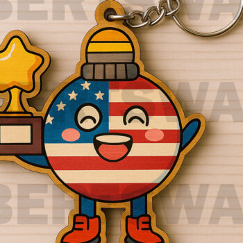 Intra απο ξύλο plywood 3mm-4mm πάχος – Μπρελόκ Patriotic Girl Gnome Δίασταση  5x5 cm INTRAFABR-122601320 - Image 12