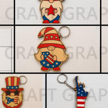 Intra απο ξύλο plywood 3mm-4mm πάχος – Μπρελόκ Patriotic Gnome Bowtie Δίασταση  5x5 cm INTRAFABR-122937505 - Image 1