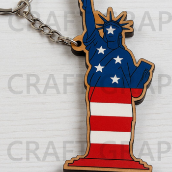 Intra απο ξύλο plywood 3mm-4mm πάχος – Μπρελόκ Patriotic Gnome Bowtie Δίασταση  5x5 cm INTRAFABR-122937505 - Image 5