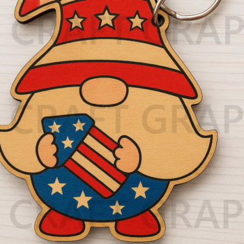 Intra απο ξύλο plywood 3mm-4mm πάχος – Μπρελόκ Patriotic Gnome Bowtie Δίασταση  5x5 cm INTRAFABR-122937505 - Image 10