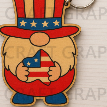 Intra απο ξύλο plywood 3mm-4mm πάχος – Μπρελόκ Patriotic Gnome Bowtie Δίασταση  5x5 cm INTRAFABR-122937505 - Image 11