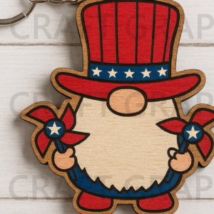 Intra απο ξύλο plywood 3mm-4mm πάχος – Patriotic Gnome Keychain Δίασταση  5x5 cm INTRAFABR-122937723