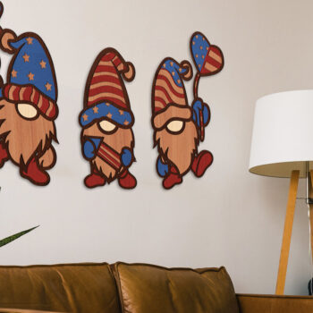 Intra απο ξύλο plywood 3mm-4mm πάχος – Patriotic Gnomes Ημέρα Ανεξαρτησίας Δίασταση  20x20 cm INTRAFABR-72574604 - Image 4