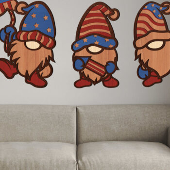 Intra απο ξύλο plywood 3mm-4mm πάχος – Patriotic Gnomes Ημέρα Ανεξαρτησίας Δίασταση  20x20 cm INTRAFABR-72574604 - Image 5