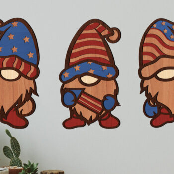 Intra απο ξύλο plywood 3mm-4mm πάχος – Patriotic Gnomes Ημέρα Ανεξαρτησίας Δίασταση  20x20 cm INTRAFABR-72574604 - Image 6