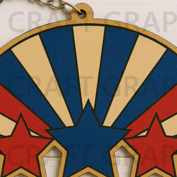 Intra απο ξύλο plywood 3mm-4mm πάχος – Πατριωτικό μπρελόκ με αστέρι μισού κύκλου Δίασταση 5x5 cm INTRAFABR-122667819 - Image 1