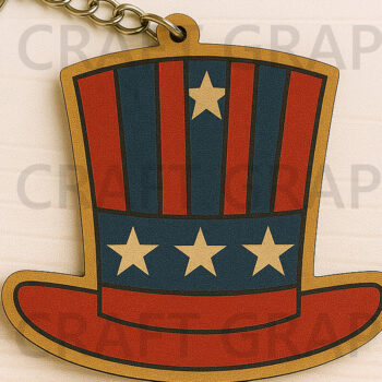 Intra απο ξύλο plywood 3mm-4mm πάχος – Μπρελόκ Patriotic Hat Δίασταση  5x5 cm INTRAFABR-122668217 - Image 1