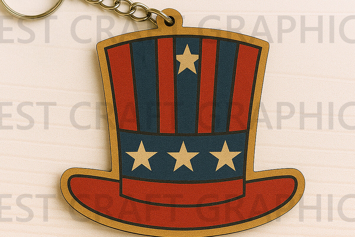 Intra απο ξύλο plywood 3mm-4mm πάχος – Μπρελόκ Patriotic Hat Δίασταση  5x5 cm INTRAFABR-122668217