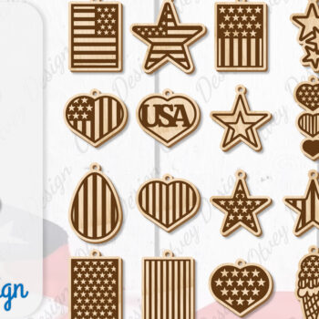 Intra απο ξύλο plywood 3mm-4mm πάχος – Patriotic Keychain Lasercut Δίασταση  5x5 cm INTRAFABR-100486396 - Image 1