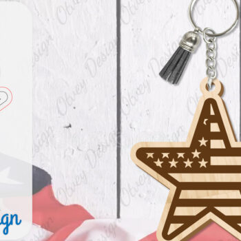 Intra απο ξύλο plywood 3mm-4mm πάχος – Patriotic Keychain Lasercut Δίασταση  5x5 cm INTRAFABR-100486396 - Image 3