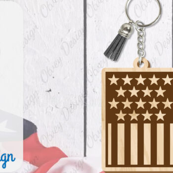 Intra απο ξύλο plywood 3mm-4mm πάχος – Patriotic Keychain Lasercut Δίασταση  5x5 cm INTRAFABR-100486396 - Image 4