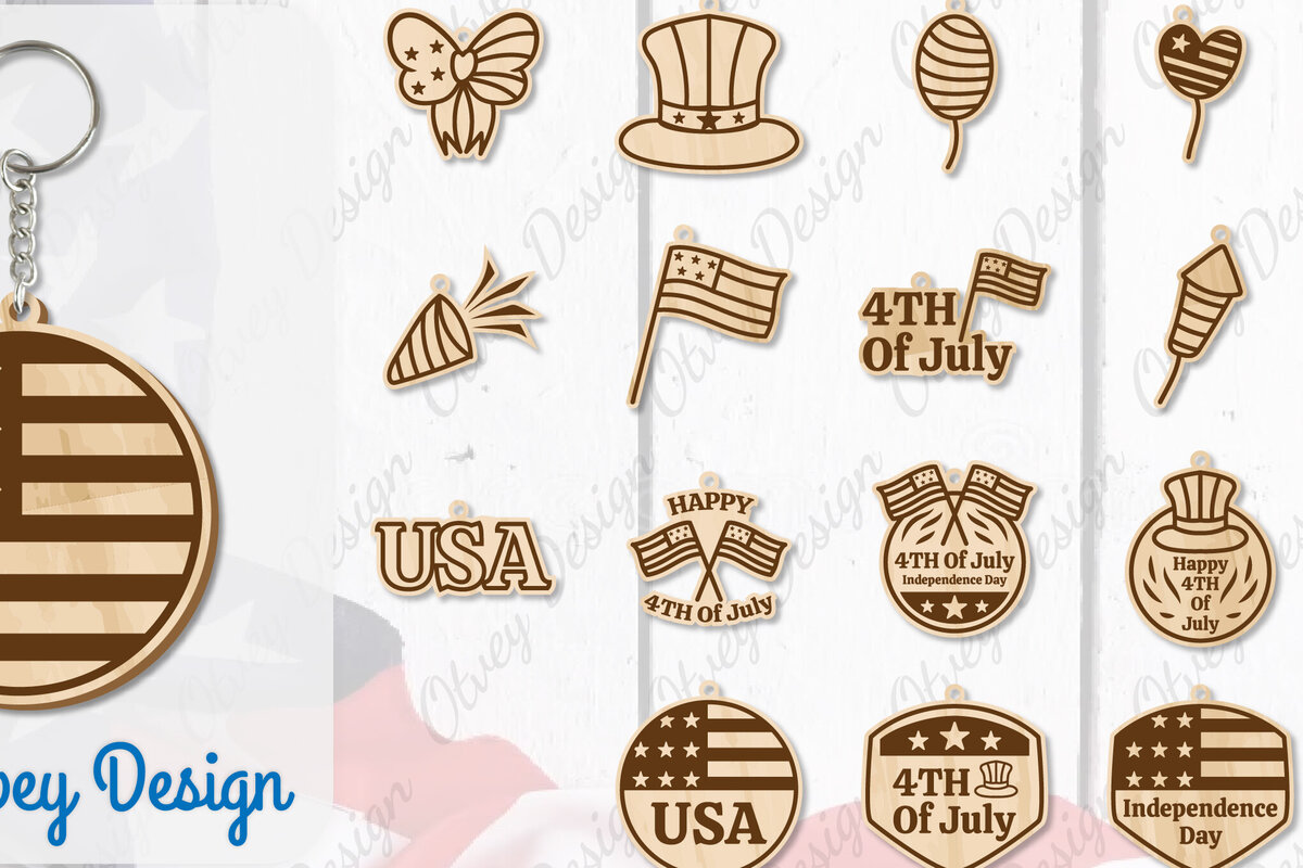 Intra απο ξύλο plywood 3mm-4mm πάχος – Patriotic Keychain Lasercut Δίασταση  5x5 cm INTRAFABR-100485966