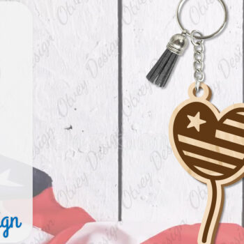 Intra απο ξύλο plywood 3mm-4mm πάχος – Patriotic Keychain Lasercut Δίασταση  5x5 cm INTRAFABR-100485966 - Image 5