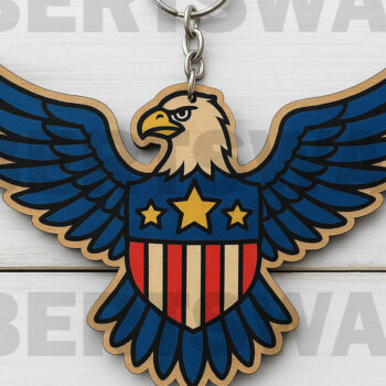 Intra απο ξύλο plywood 3mm-4mm πάχος – Πακέτο Patriotic Keychain Δίασταση  5x5 cm INTRAFABR-122266699 - Image 2