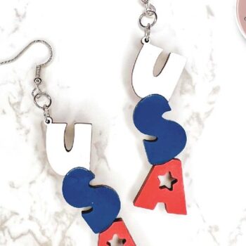 Intra απο ξύλο plywood 3mm-4mm πάχος – Patriotic Laser Earrings Δίασταση  5x5 cm INTRAFABR-74259268 - Image 3